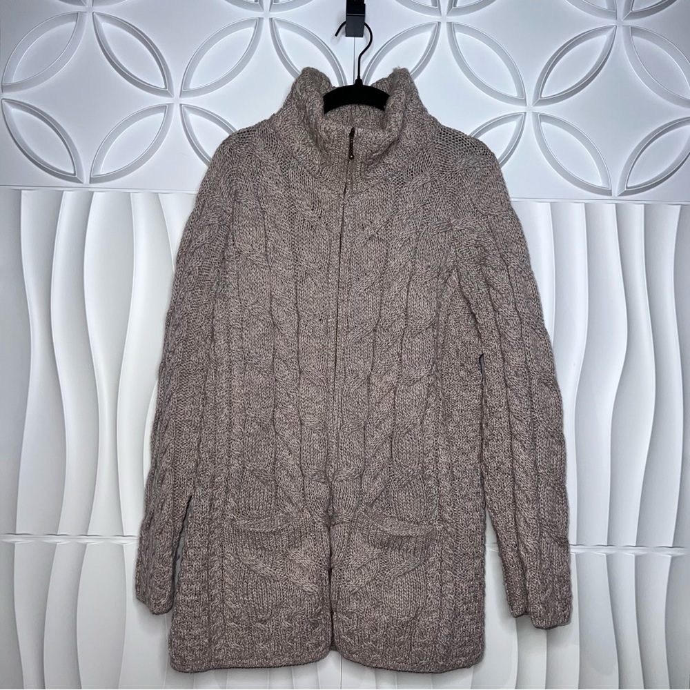 Kilronan Knitwear Merino Wool Zip Up Cardigan Sweater with Pockets